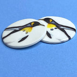 Penguin 'A' Button, Large Handmade Porcelain 1-1/2" Emperor Penguin