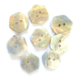 Pearly Taupe Hexagon Mother of Pearl Shell 2-Hole Button, 7/8", Pack of 6,  #23109