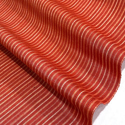 REMNANT, Tomato Red Pinstripe Vintage Kimono Yarn Dyed Silk from Japan, 24" LONG PIECE  # 644