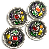 Autumn Festival 7/8" Hand-Painted Metal 23mm Shank Back Button, Italy, # FJ-87