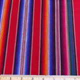 Handwoven Stripe Cotton, Red Serape Rainbow, Guatemala, 48" Wide, By the Yard #538