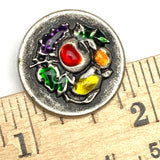 Autumn Festival 7/8" Hand-Painted Metal 23mm Shank Back Button, Italy, # FJ-87