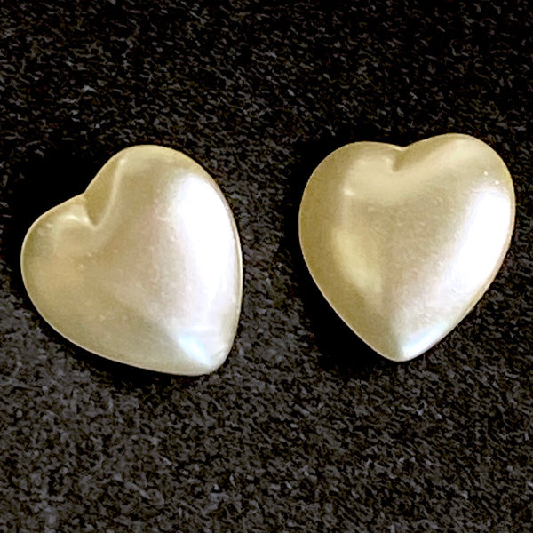 TWO Vintage Glass Heart Buttons 7/16" 11mm, Pack of 2  #SK-757