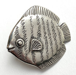 SALE, Fish Button, Pewter 7/8" Danforth USA, 23mm Shank Back # FJ-93