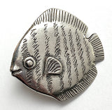 Re-Stocked, Fish Button, Pewter 7/8" Danforth USA, 23mm Shank Back # FJ-93