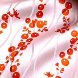 LAST PIECE, Red Cherries on Pale Pink Satin Charmeuse Vintage Kimono Silk from Japan, Piece 1.5 Yards  #488