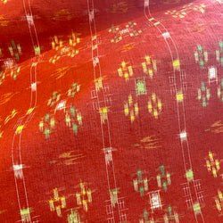 Kasuri Silk Dark Orange Vintage Kimono Ikat, Japan Meets Santa Fe, By the Yard  #286