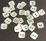 Tiny 3/8"Square Moonrise Rustic Mother of Pearl Buttons 10mm, 2Hole, Iridescent, Pack of 60 for $6.00  #LP70