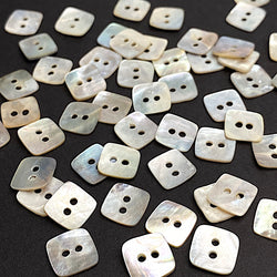 Tiny 3/8"Square Moonrise Rustic Mother of Pearl Buttons 10mm, 2Hole, Iridescent, Pack of 60 for $6.00  #LP70