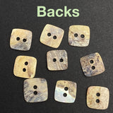 Tiny 3/8"Square Moonrise Rustic Mother of Pearl Buttons 10mm, 2Hole, Iridescent, Pack of 60 for $6.00  #LP70