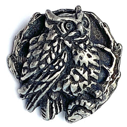 Owl Button, Pewter, 7/8", Shank Back, 23mm, USA-Made  # SW-302