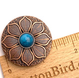 Starflower with "Turquoise"  1-1/2" Copper Screw Back Concho, Copper 1.5"  #SWH-119