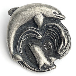 Dolphins Pewter Button, 1" Shank Back 25mm USA-Made  # SW-307