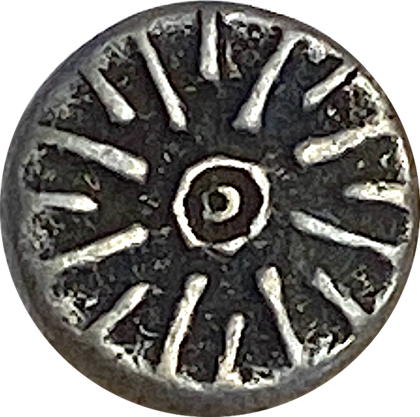 Re-Stocked Rustic Starburst Pewter Button, 11/16" Shank Back 18mm USA-Made  # SW-309