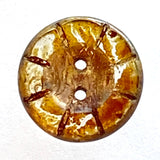 LAST ONES: Rustic Clear Amber Czech Glass Sunray Flower, 2 hole button 14mm / 9/16"  #L-977