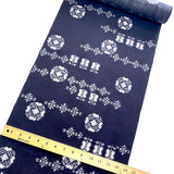 Sale, Dark Blue/White Butterflies 'Ikat' Vintage Kimono Wool Blend, By the Yard from Japan   #811