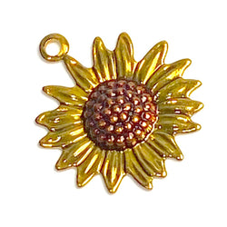 SALE, Sunflower Charm, Handpainted Metal 5/8" by Susan Clarke #SC926