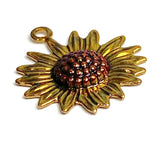 SALE, Sunflower Charm, Handpainted Metal 5/8" by Susan Clarke #SC926