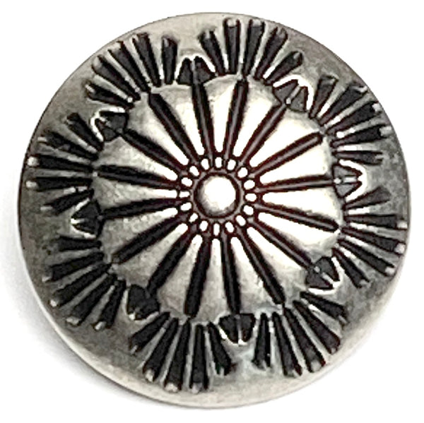 Tiny Feathered Flower 1/2" Button, Large Shank Nickel Silver #SW-314