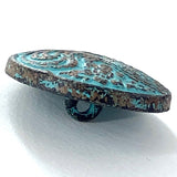 Re-Stocked, Ancient Flower Blue Copper Metal Button 7/8". #SWC-85