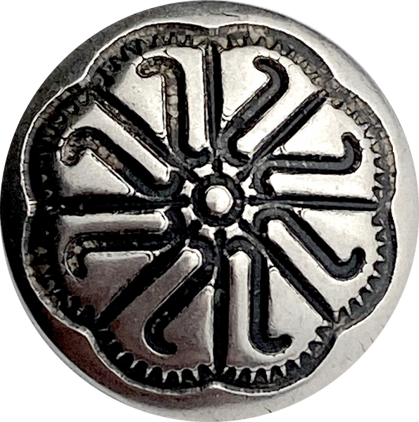 Tiny Flower Wheel 1/2" Button, Shank Back, Nickel Silver #SW-316