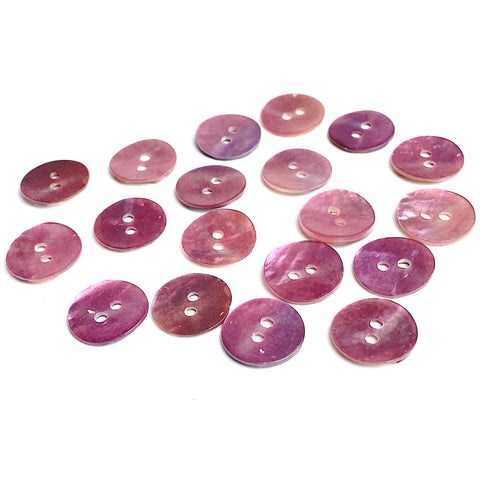 1/2" Rustic Pink Lilac Pearl Shell 2-hole, Pack of 12 Buttons    #184-D-12