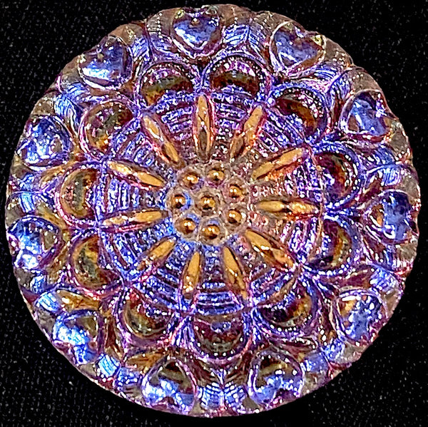 Purple Crown Flower Czech Glass Shank Back Button 1-1/16"  # CZ-098