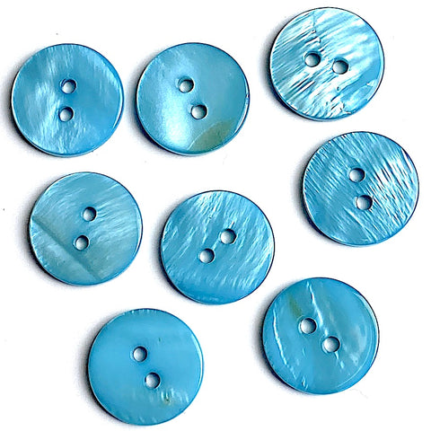 Teal Blue Dark Bright 11/16 Pearl Shell 2-hole Button, 4 for $5.50 #9 –  The Button Bird