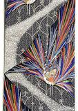 Nine Peacocks Silk Obi, Ornate Embroidery, Japan #772