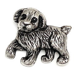 Pooch Dog, Antique Silver Metal Button, Shank Back 1" / 25mm #FJ-112