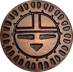 Zuni Sun Face Antique Copper Metal Button, Shank Back 11/16" #FJ-8