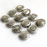 Set of 12, Vintage Sterling Silver Southwest Button Covers, 3/4", # MV36