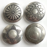 Set of 12, Vintage Sterling Silver Southwest Button Covers, 3/4", # MV36