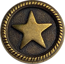 Roped Star Button, 11/16" Antique Brass Texas Star Metal 18mm, Shank Back  #FJ-120