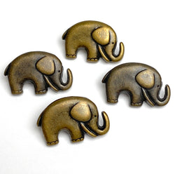 SALE, TEN FOR $6, Little Brass Elephant "Jaybo" Button 3/4" Metal, 20mm, Shank Back   #SWC-42