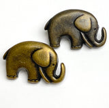 SALE, TEN FOR $6, Little Brass Elephant "Jaybo" Button 3/4" Metal, 20mm, Shank Back   #SWC-42