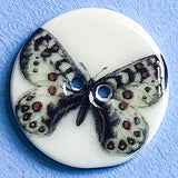 Black, White, Brown Spots Butterfly 7/8"  Porcelain Button