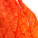 Shibori Obiage Scarf for Obi, Bright Orange Very Textured Silk, 6" x 46" #525