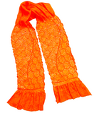 Shibori Obiage Scarf for Obi, Bright Orange Very Textured Silk, 6" x 46" #525