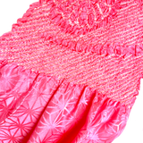Shibori Obiage Scarf for Obi, Bright Pink Very Textured Silk, 6" x 50" #526