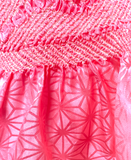 Shibori Obiage Scarf for Obi, Bright Pink Very Textured Silk, 6" x 50" #526