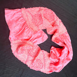 Shibori Obiage Scarf for Obi, Bright Pink Very Textured Silk, 6" x 50" #526