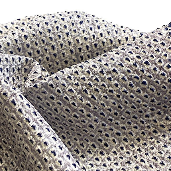Silver + Indigo Vintage Kimono Silk Shibori Piece from Japan, 13 x 60"  # 528