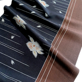 Brown Stripe Black Vintage Kimono Wool Blend from Japan by the Yard # 529