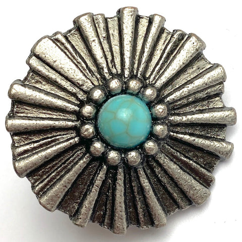 New Mexico Turquoise Sunshine Concho 1.25" screwback at ButtonBird