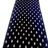Black/White/Red Vintage Silk Kimono Kasuri Ikat Crepe from Japan, 14" x 44"  #ZP-33
