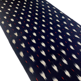 Black/White/Red Vintage Silk Kimono Kasuri Ikat Crepe from Japan, 14" x 44"  #ZP-33