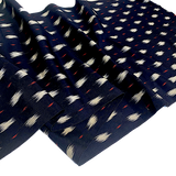 Black/White/Red Vintage Silk Kimono Kasuri Ikat Crepe from Japan, 14" x 44"  #ZP-33