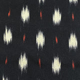 Black/White/Red Vintage Silk Kimono Kasuri Ikat Crepe from Japan, 14" x 44"  #ZP-33