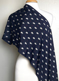 Black/White/Red Vintage Silk Kimono Kasuri Ikat Crepe from Japan, 14" x 44"  #ZP-33